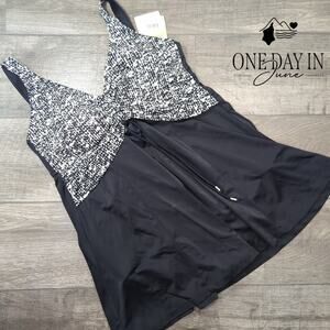 Maxine of Hollywood Plus Size Empire Swimdress One Piece Swimsuit Size 18W